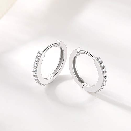 Silver Hoop Earrings for Women, 3 Pairs Small Sterling Silver Huggie Earrings | Tiny Cubic Zirconia Cartilage Cuff Earrings Hoop Piercing Jewellery for Men Teens (8mm/10mm/12mm) - color: 3 Pairs(8mm*2+10mm*1)-Silver