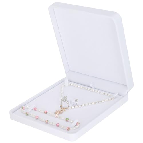 LETURE Velvet Jewelry Set Box, Velvet Gift Box for Bracelet Necklace Earring Ring (White) - color: White