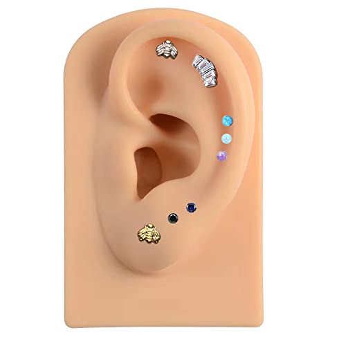 BelezaDosas G23 Titanium Labret Studs Threadless 16G Lip Rook Lobe Tragus Helix Cartilage Push Back Earring Piercing Jewelry - style: 1 pair Black
