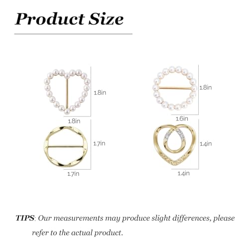 4PCS Scarf Ring Clip Scarf Rings for Women Button Covers for Women Blouses Shirt Tightener Clip Cinch Pin Clothes Jewelry - color: A7