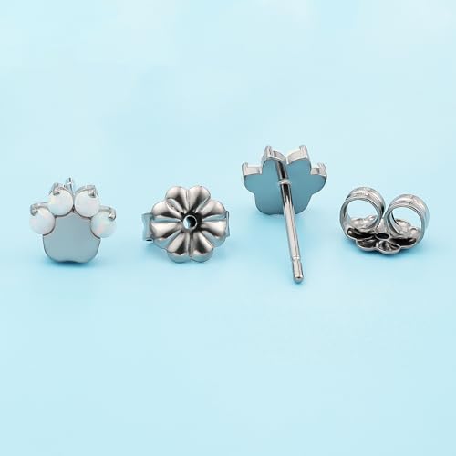 Limerencia G23 Pure Titanium Hypoallergenic Earrings | F136 Implant Grade Titanium Jewelry for Sensitive Ears - color: Cat Paws Opal