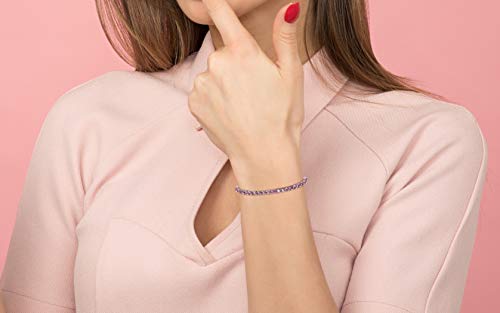 Savlano 14K Gold Plated Cubic Zirconia Round 4MM Classic Tennis Bracelet For Women - style: Pink