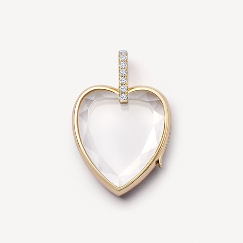 Women Locket Necklace Titanium steel Round 18K Gold Photo Lockets that Hold Picture Living Floating Memory Glass Locket Necklace for Family, Friends, Lovers - color: Gold heart