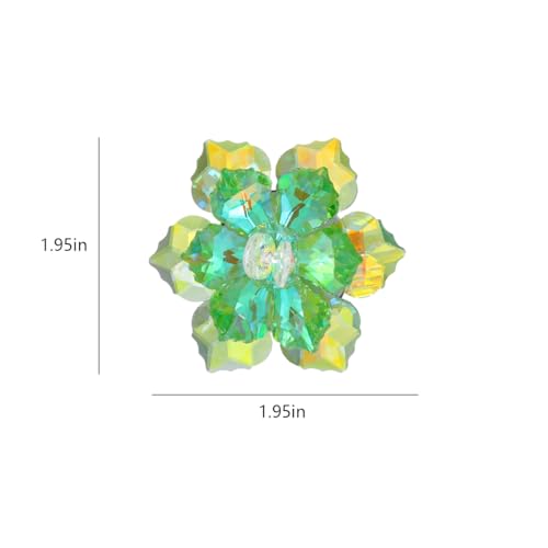 Crystal Flower Brooch Pin for Women Dress Suit Bag Hat Broochs Pins Christmas Brooch Pin Wedding Party Birthday Dance Jewelry Accessories - color: Yellow+Green Crystal Brooch Pin