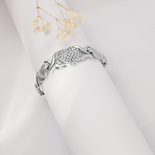 SYHOL Gold Jewelry Set 18K Gold Accessories for Women Jewelry Set Wedding Bridal Fashion Jewelry Sets Women Accessories Bracelets Earrings and Rings Sweetheart Gifts - color: Silver