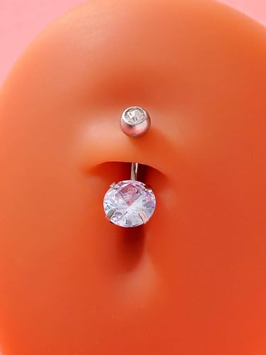 VCMART Belly Button Ring Short Bar Belly Ring Short Belly Button Rings Surgical Steel 6mm Belly Rings for Women Small Belly Button Piercing Navel Rings Piercing Jewelry - color: A3 -silver