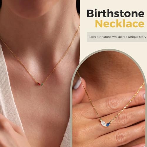 2026 Graduation Gifts Birthstone Necklace for Women Dainty Gold Necklace with 2 Birthstone Birthday Gift for Her Teen Girl Gift Trendy Stuff for Her Mom Daughter Girlfriend Friend Christmas Stocking Stuffers - color: 01-08 Jan & Aug, style: 1A
