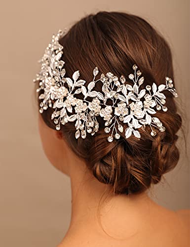 Hair Band, Gold - Wedding Bridal Big Flower Vine Leaf Headband Rhinestone Headpiece for Bride Bridesmaid Flower Girl Wedding Prom Brithday Party - color: Gold