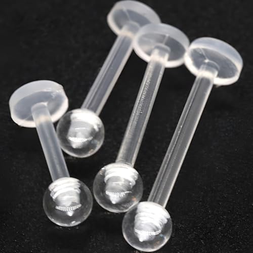 Clear Lip Piercings Set for Women Men Acrylic Nose Retainers Helix Tongue Rings Jewelry Earrings Studs Labret Piercing Para La Nariz 10 Pcs - size: 1.6*8+3