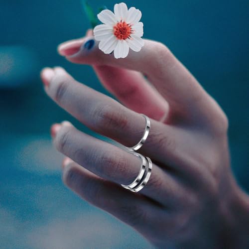 17PCS Silver Knuckle Rings for Women Stainless Steel Rings Set Midi Stackable Rings Simple Smooth Finger Rings Silver Adjustable Rings Jewelry Gift - color: 12 PCS