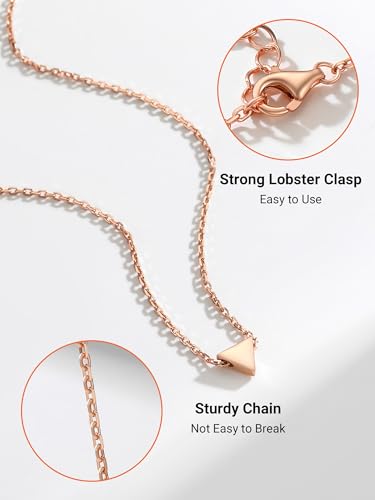 PROSILVER 925 Sterling Silver Necklace for Women Dainty Pendant Necklace | Hypoallergenic 925 Sterling Silver, Cute Small Pendant, Star/Heart/Moon/Triangle/Bar/Round Necklace Silver with Gift Box - color: 03 Rose Gold, style: 06 Triangle