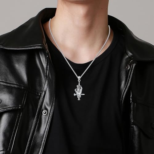 Sterling Silver Halloween Necklace Gothic Jewelry Gifts for Women Men - style: Hand Nail Cross