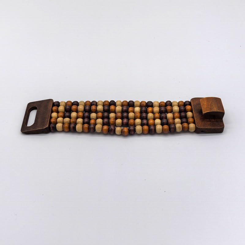 Bohemian Multi Layers Seed Beads Wide Bangle Strand Bracelet Wooden Thick Natural Wood Beads Stretch Bracelet for Women Men - color: Brown