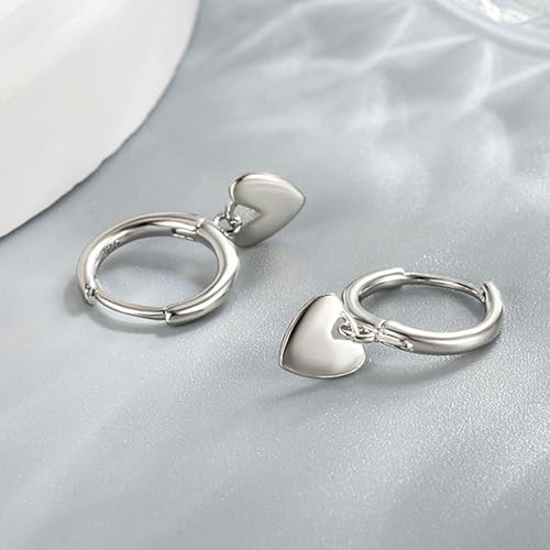 Valentines Day Earrings for Women Heart Earrings for women Gold Silver Heart Huggie Hoop Dangle Drop Earrings Small Simple Hypoallergenic Jewelry - color: A:Silver Heart Earrings