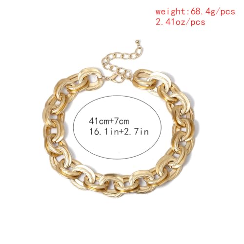Chunky Gold Chain Necklace for Women Big Chunky Choker Necklace Gold Cuban Link Chain Necklaces Punk Hip-Hop Necklaces Costume Jewelry Gift - color: Gold04