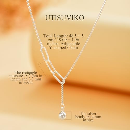 925 Sterling Silver Lariat Necklace for Women | Long 14K Gold Plated Y-Shaped Pearl Necklace CZ Crystal Ball Sparkle Necklace for Mother Daughter Bride Wedding Jewelry - color: Style 5-Sliver