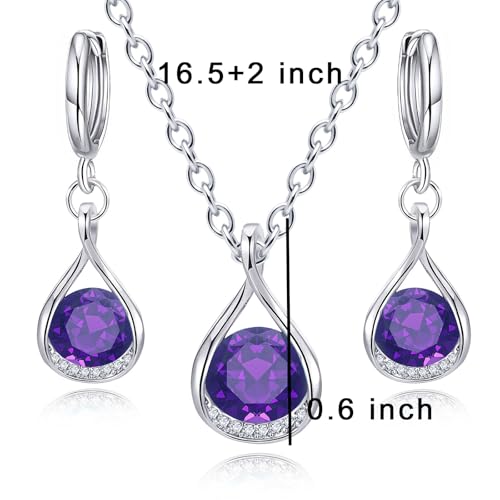 IFKM Silver Jewelry Sets For Women Rhinestone Pearl Crystal CZ Choker Necklace Earrings Bracelets Set For Bridal Bridesmaid Accessories Wedding Prom Anniversary Birthday Gifts - color: Purple