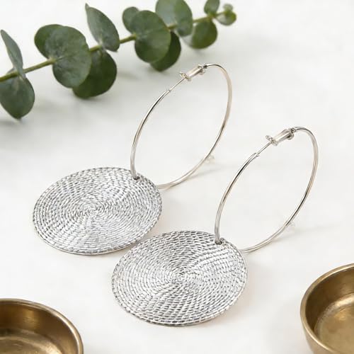 Gold Dangle Earrings for Women Long Statement Drop Boho Gold Chandelier Disc Tassel Earrings Dangle for Party Wedding Trendy Jewelry Gifts - color: A4-Silver Hoop