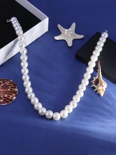 Pearl Necklaces for Women 60'' 70" Long Pearl Necklace 15.75'' Pearl Choker Necklace Chunky Bead Layered Faux Pearl Dangle Wedding Bridal 1920s Gatsby Christmas Costume Jewelry Gifts - color: White-15.75in-12MM