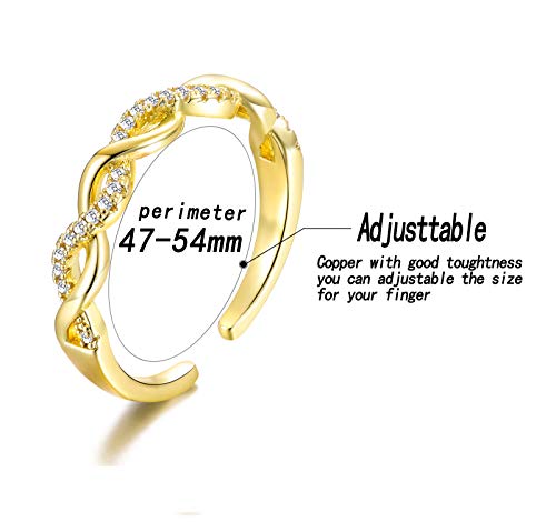 TAMHOO 9/12/15/16 Pcs Open Rings Set for Women with Sparkling Cubic Zirconia- Finger Rings Pack Stackable Rings for Teens,White Gold/Rose Gold/Gold Tone Rings for Girls - style: #1