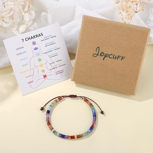 JoycuFF Inspirational Gifts for Women Get Well Soon Thinking of you Gift for Women Healing Natural Stone Bracelets - style: 7 Chakras