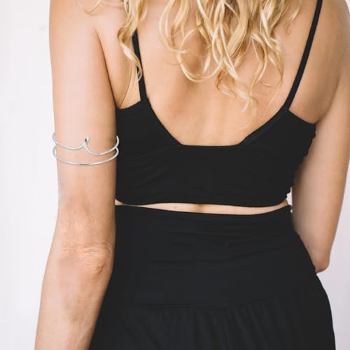 MECCANIXITY 2Pcs Arm Cuff Bracelet for Women, Two-Wire Upper Arm Cuffs Open Adjustable Minimalist Cuff Bangle Bracelet Set Stackable Armband - color: Gold Silver