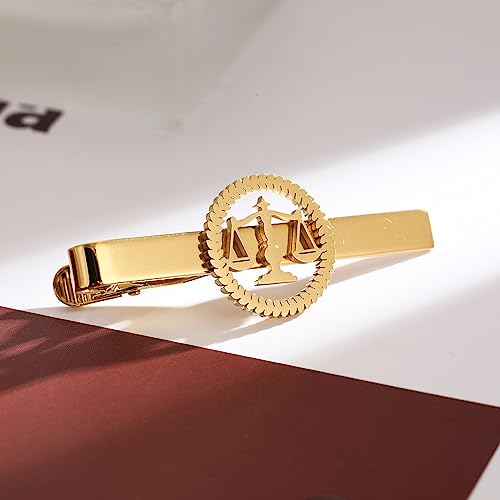 Circle Advocate Lawyer Emblem Stainless Steel Tie Clips Justice Scales Logo Men Jewelry