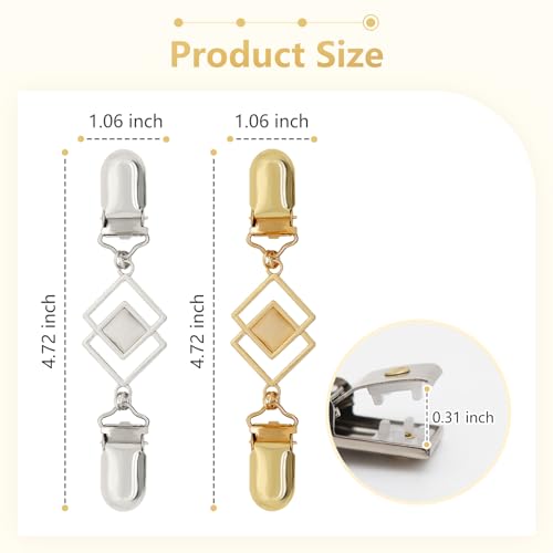 Frutain 2Pcs Cinch Clip Waist Cincher Clips for Women Dress Back Cinch & Shawl Cardigan Sweater Shirt Fasteners(GS) - style: GS-Chatoyant-Square