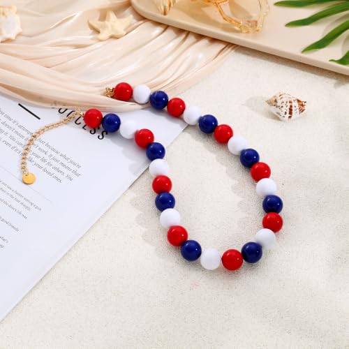 Chunky Beaded Necklace for Women 16mm Round Bead Resin Modern Statement Necklace Jewelry Accessories - color: colorful 07