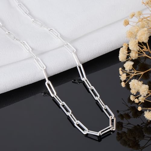 GTVOODX Silver Plated Chunky Paperclip Chain Roll for Women Jewelry Making | 4 Meters Stainless Steel Handmade Paper Clip Chains Spool Bulk for Bracelet Necklace Crafts with Lobster Clasps Jump Rings - color: Silver Thick Paperclip Chains