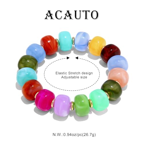 Chunky Beaded Bracelet for Women-Boho Bold Acrylic Resin Stretch Bracelets Trendy Summer Beach Elastic Bangle Vacation Jewelry Accessories - color: Style 1-Colorful