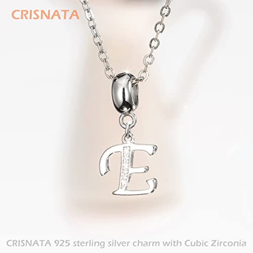 26 Letter Pendant Charms, Polished 925 Sterling Silver Complete Initial A-Z Dangling CZ Stone Alphabet Beads, fits European Bracelet Necklace, Gift for Mother/Father/Daughter/Son/Sister/Aunt - color: Letter E CZ Pendant Charm