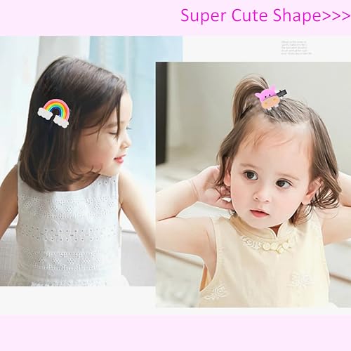 62 Pcs Cute Girls Hair Clips - Toddler Girls Hair Accessories - Rainbow Candy Fruits Hairpins - Unicorn Cute Barrettes - Set for Kids & Baby (Style 1, Style 2)