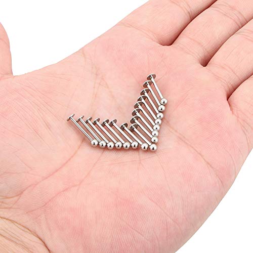 15-30PCS 16G Surgical Steel Labret Studs Monroe Lip Rings Cartilage Tragus Nail Conch Helix Earring Barbell for Women Men Piercing Jewelry 5 Colors 6-12mm - color: 1/2"(12mm) silver-tone