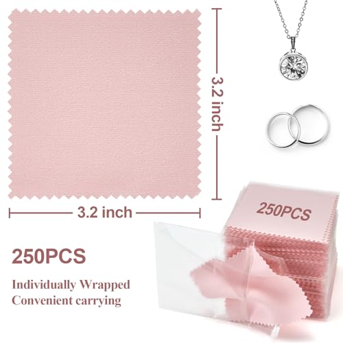 PINGMIC Jewelry Polishing Cloth, 250 PCS Silver Cleaning Cloths | 3.15" × 3.15" individually wrapped polishing cloths for sterling silver, gold, platinum, brass, copper, and more - color: 250pcs