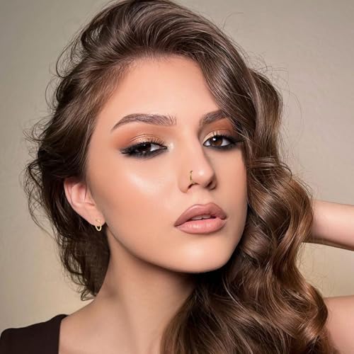 10Pcs Gold Nose Ring Hoop 18G/20G Clicker Nose Hoops Hypoallergenic Stainless Steel Nose Piercings Jewelry Gold Nose Jewelry Septum Helix Cartilage Lip Body Piercings for Women Men 7mm 8mm 9mm 10mm 12mm - color: Gold-20G