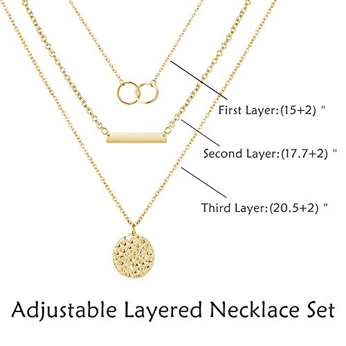 YANCHUN Layered Necklaces for Women Gold Necklace Stack Star Heart Choker Dainty Necklace Love Heart Chain Jewelry Gifts for Women - color: F:Gold Layer Circle Necklace