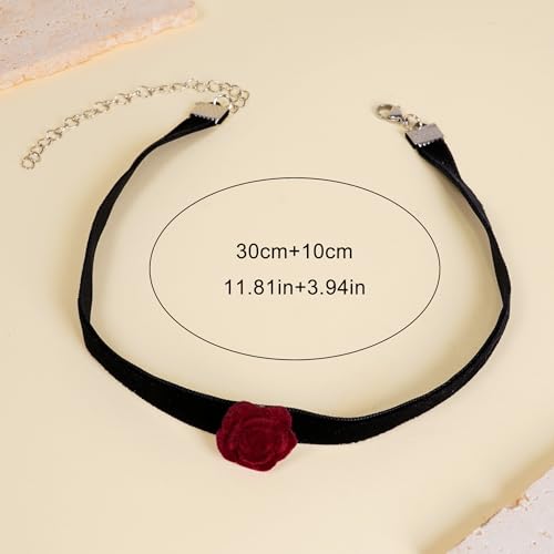 Qceasiy Gothic Black Necklace for Women, Adjustable Victorian Velvet Lace Collar, Halloween Party Cosplay Jewelry Gift - style: Flower