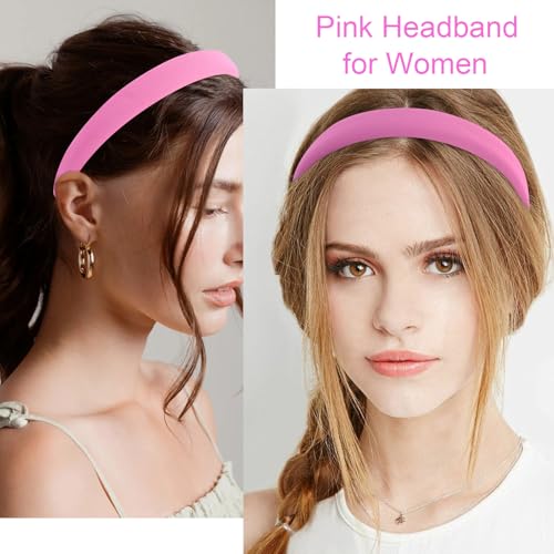 KICOSY Pink Headband for women girls Hot Pink Light Pink Padded Hairband Non Slip Cute Pink Head Band Pink Hair Accessories Pink Party Favors Valentine's Day - color: pink
