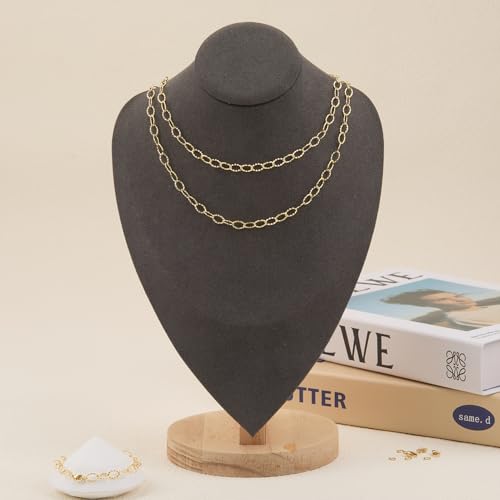 GTVOODX 16.4 Feet Gold Stainless Steel Chains for Jewelry Making | Textured Cable Link Chain Spool for DIY Women Necklace Bracelet Jewelry Making Supplies with Lobster Clasps Jump Rings - color: Gold Textured Chains