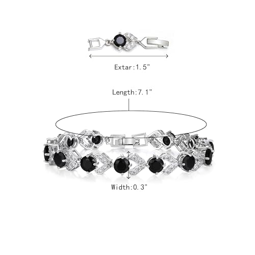 Crysdue Marquise Teardrop Cubic Zirconia Wedding Bridal & Prom Tennis Bracelets for Brides Bridesmaids, Silver/Gold/Rose Gold Plated Bracelet Gifts for Women - style: O_Black 7.1-8.2 Inch