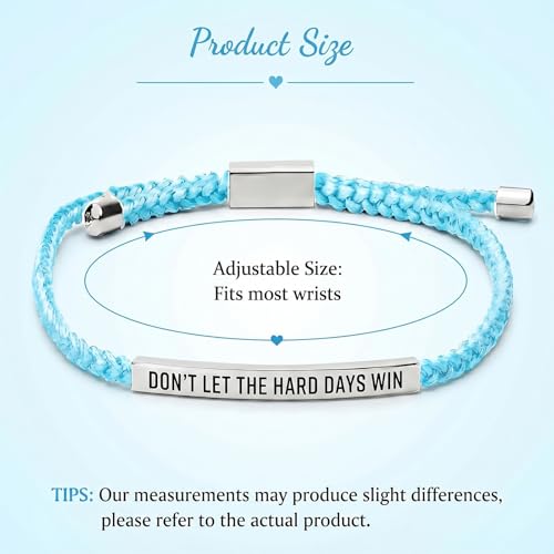 Frodete Dont Let The Hard Days Win Bracelet Inspirational Gifts for Women Adjustable Braided Tube Bracelet Gifts for Friends - color: A9:blue