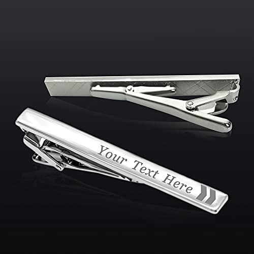 Personalized Tie Clips Pin for Men Engraved Exquisite Stainless Steel Personalized Gift for Best Man Usher Dad Boyfriend Husband Wedding Birthday Engagement with Box
