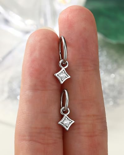 COCHARM Clicker Rook Earring-Star 16G Moon & Square Helix Rarrings,316L Stainless Steel Helix Daith piercing Jewelry 6/8MM - color: Square-8MM