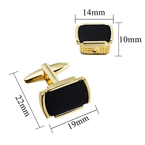 HAWSON Cufflinks and Studs for Men-Mens Fashion Cufflinks and Tuxedo Shirt Studs Set for Regular Weeding Business Accessories - color: Gold + black stone set
