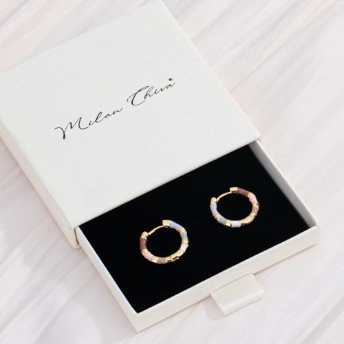 Milan Chiva 14K Gold Plated Small Huggie Dangle Earrings | Lightweight Trendy Heart Dainty Jewelry Hypoallergenic Chunky Gold Hoops Earrings Jewelry Mothers Day Gift for Women - color: E-Gold