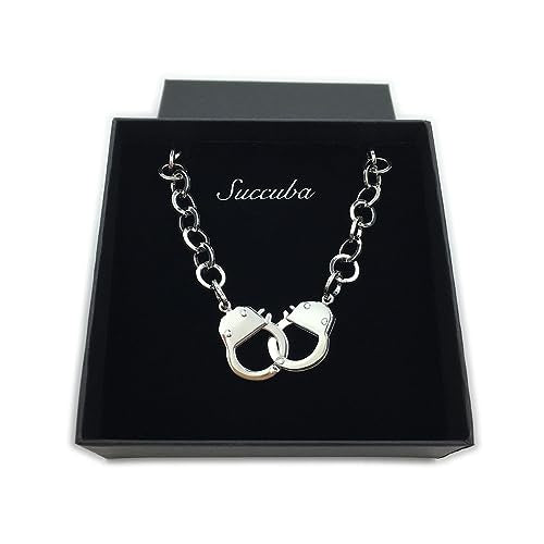Succuba Stainless Steel Handcuff Choker Necklace Chain Pendant Choker Collar Necklace for Women and Men from 16 to 24 Inches with Box - color: A, size: 22 Inches