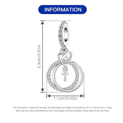 925 Sterling Silver Charms for Bracelets and Necklace Religious Cross Pendants Praying Hands, Bible, Virgin Mary, Jesus, Church Bead Jewelry - color: Annular Cross Charms