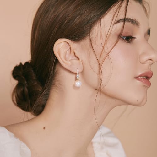 Pearl Earrings for Women 14K Gold Plated Hypoallergenic Pearl Earrings 5A Cubic Zirconia Dangle Earrings Elegant Jewelry - color: 2-Gold-Pink