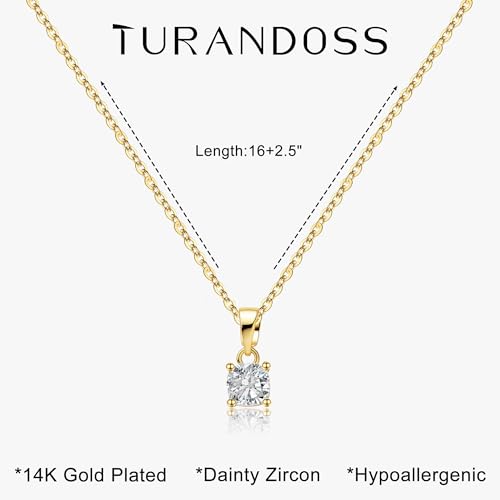 Turandoss Cubic Zirconia Necklace for Women, 14K Gold Plated Necklace | Gold Choker Necklace for Women, Trendy CZ Pearl Necklace, Simple Wedding Prom Jewelry, Bridesmaids Gifts - color: Square Zircon